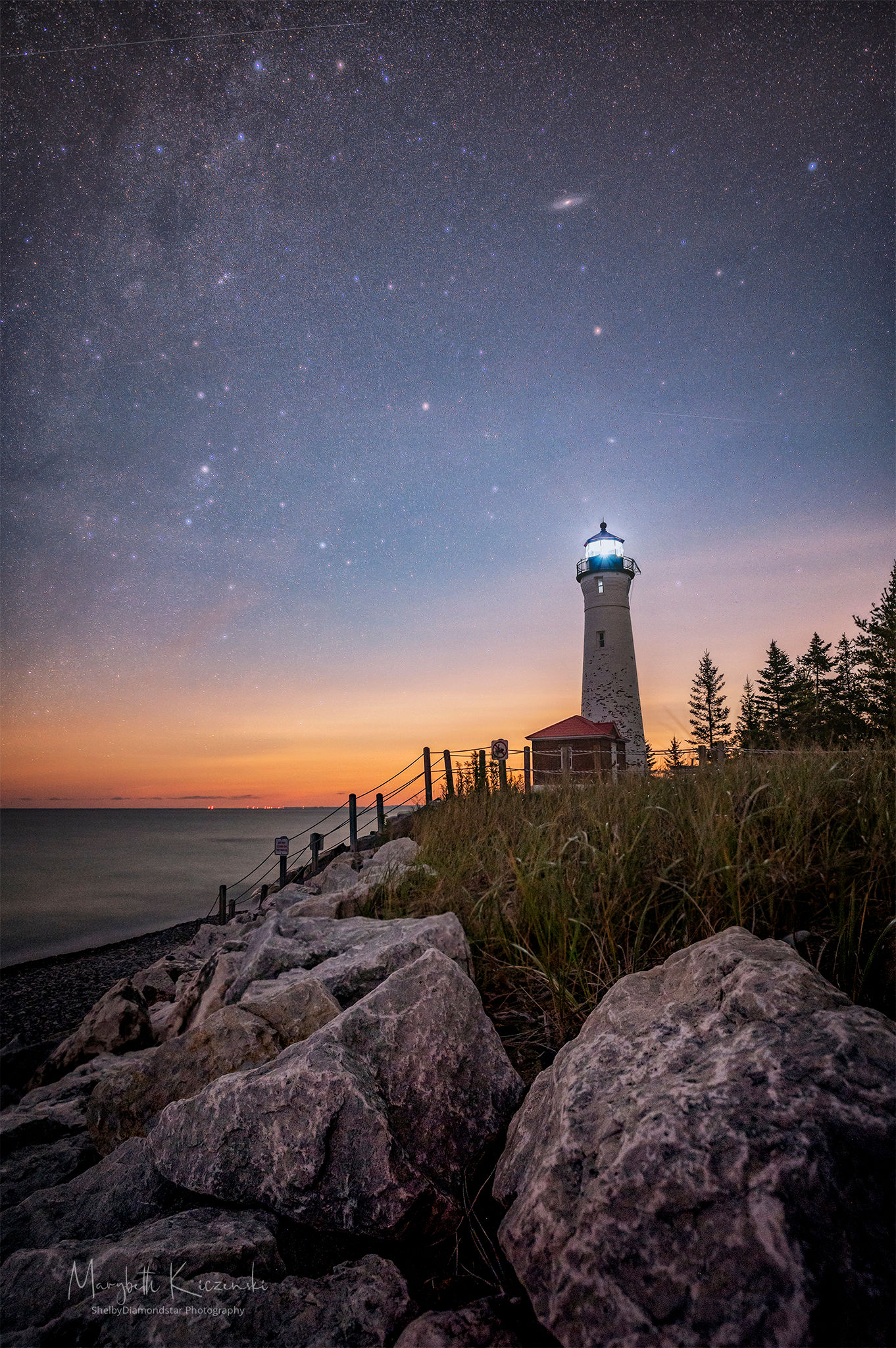 Crisp Point Lighthouse - Moonlit Milky Way