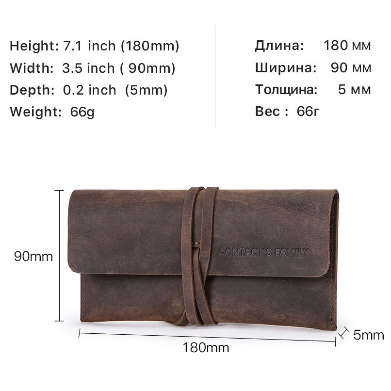 Thumbnail: Retro Leather Roll Pencil Cases Leather Pen Bag Pouch Texture Student Pencil Bag