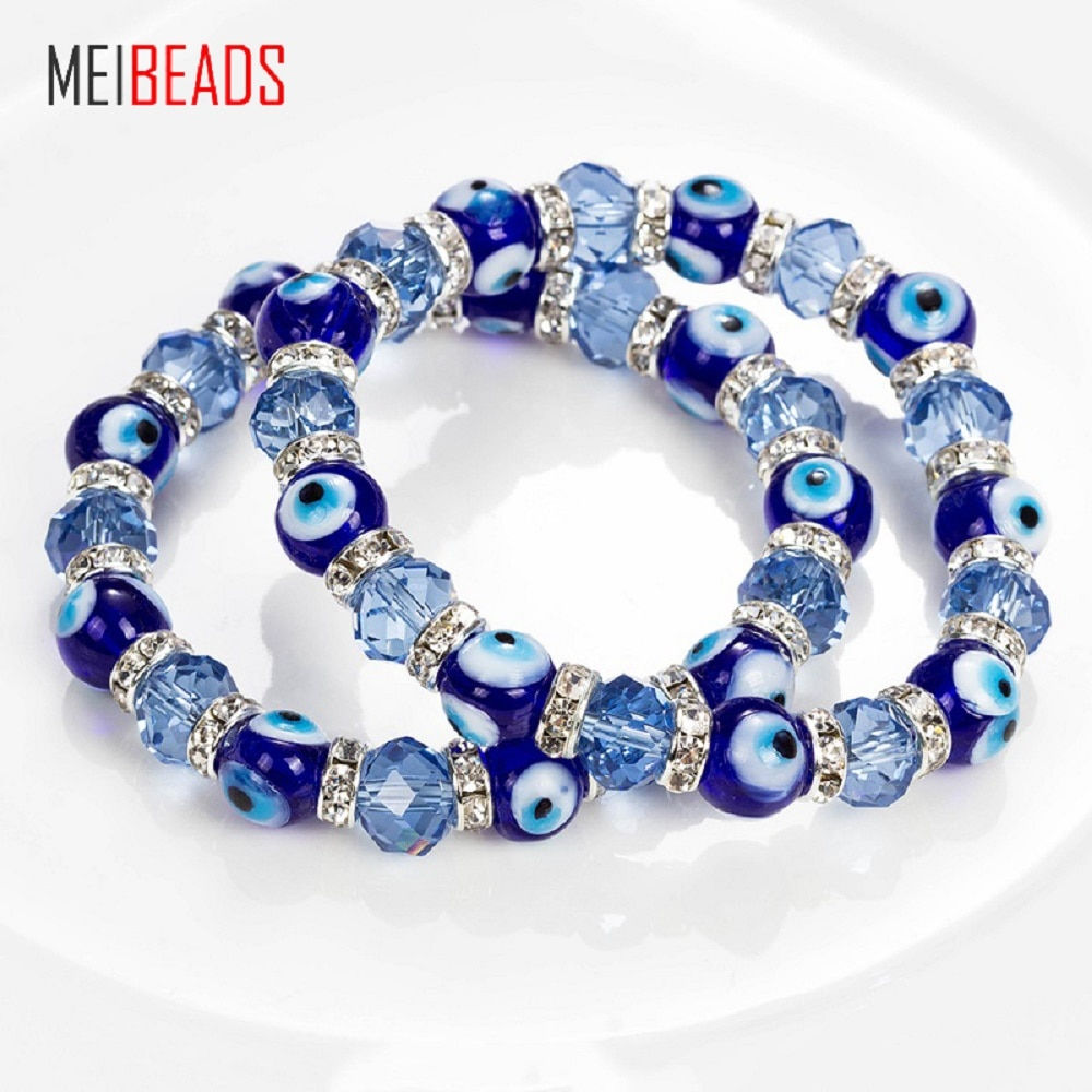 MEIBEADS Trendy Simple Evil Eye Religious Eye Charm Blue Beads