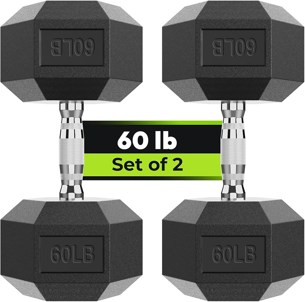 Thumbnail: Hex Dumbbell Set, 3-100 lb Rubber Encased Exercise & Fitness Dumbbells, Weights