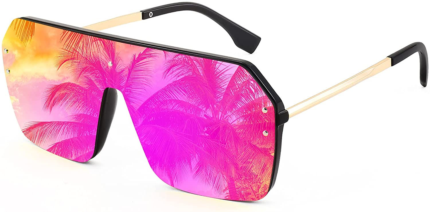 FEISEDY Classic Siamese One Piece Sunglasses Nice Rimless Stylish Retro Design