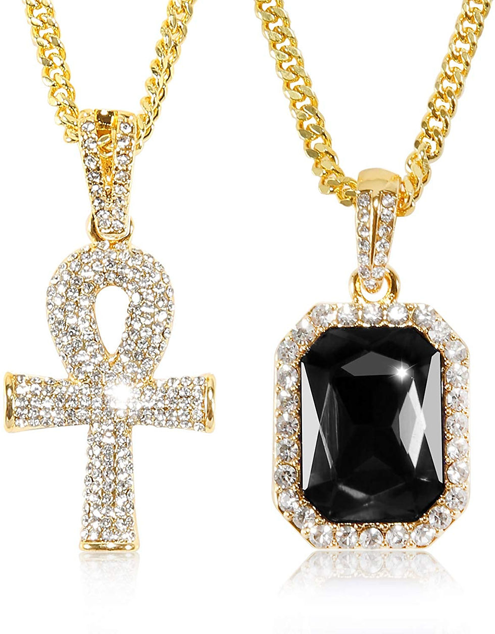 Thumbnail: putouzip Men Women 18K Gold Plated CZ Fully Iced Out Ruby Egyptian Ankh Key Cub