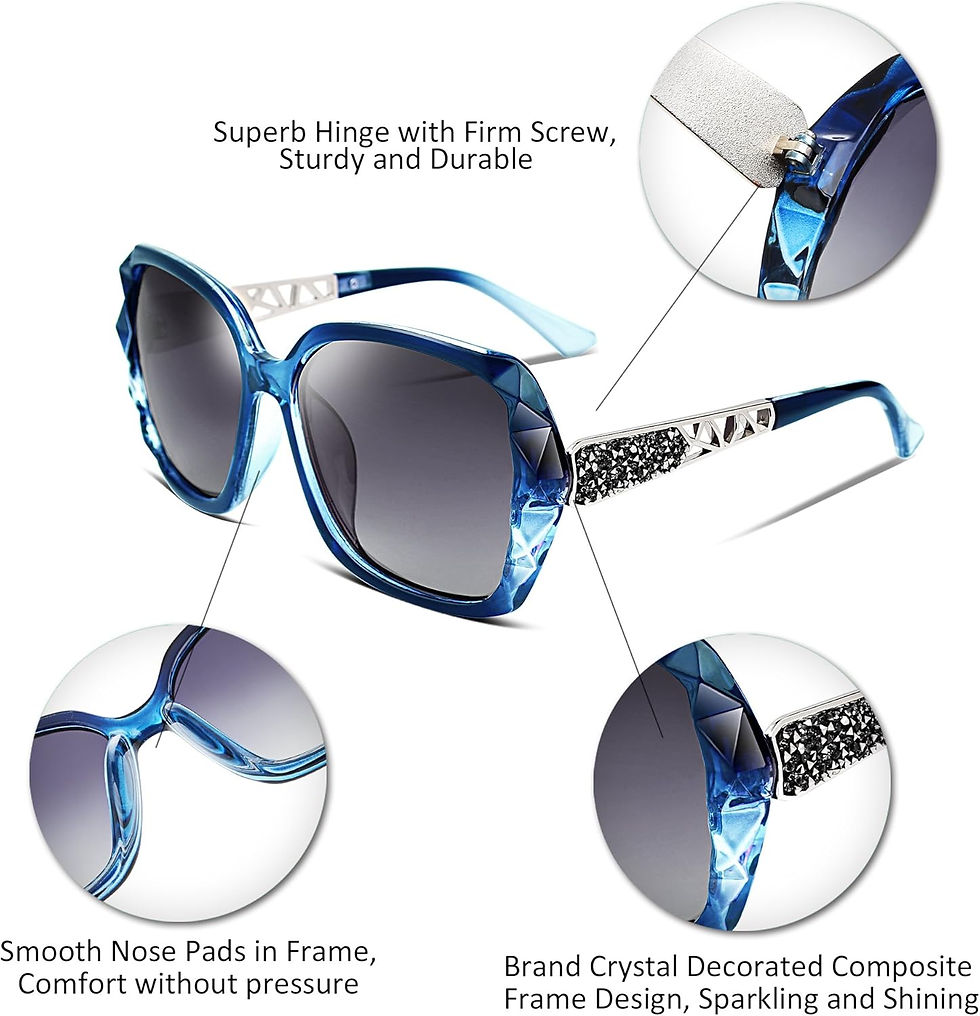 Thumbnail: FEISEDY Polarized Women Square Sunglasses Sparkling Composite Shiny Frame B2289
