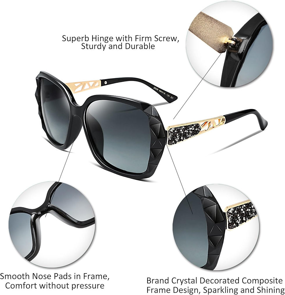 Thumbnail: FEISEDY Polarized Women Square Sunglasses Sparkling Composite Shiny Frame B2289