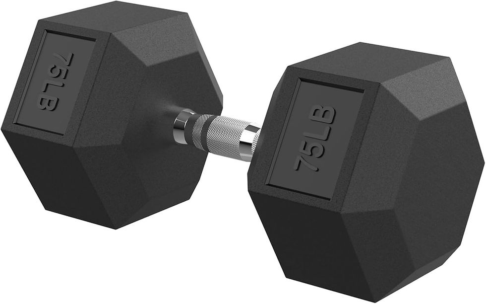 Thumbnail: Hex Dumbbell Set, 3-100 lb Rubber Encased Exercise & Fitness Dumbbells, Weights