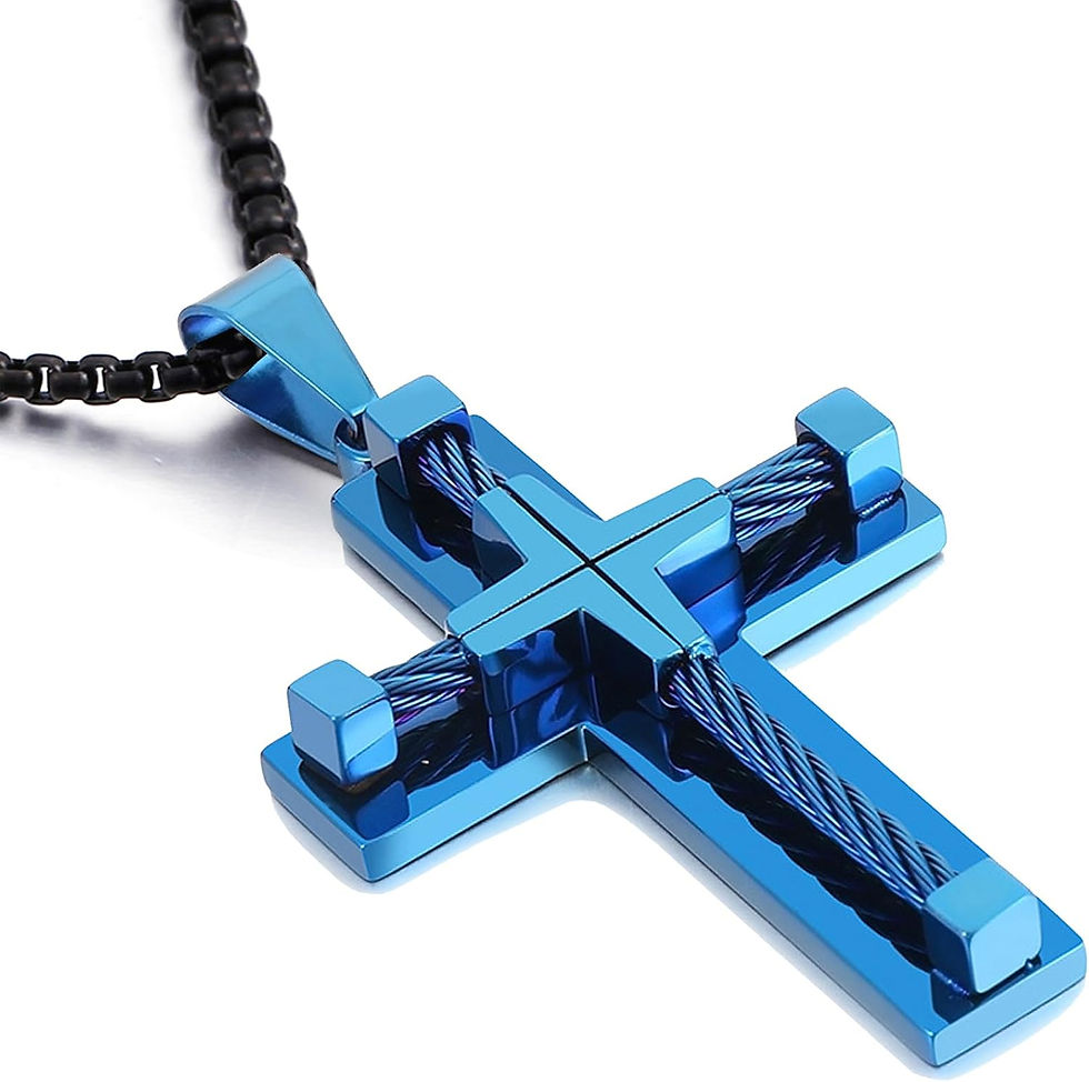 Thumbnail: YL Men's Cross Necklace 316L Stainless Steel Large Jesus Christ Pendant Jewelry