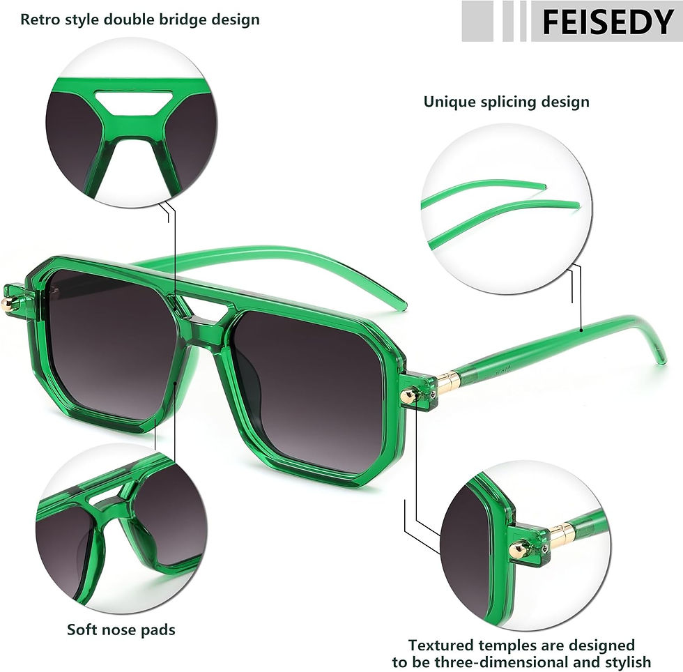 Thumbnail: FEISEDY Vintage Square 70s Flat Aviator Sunglasses Women Men Classic Retro Styl