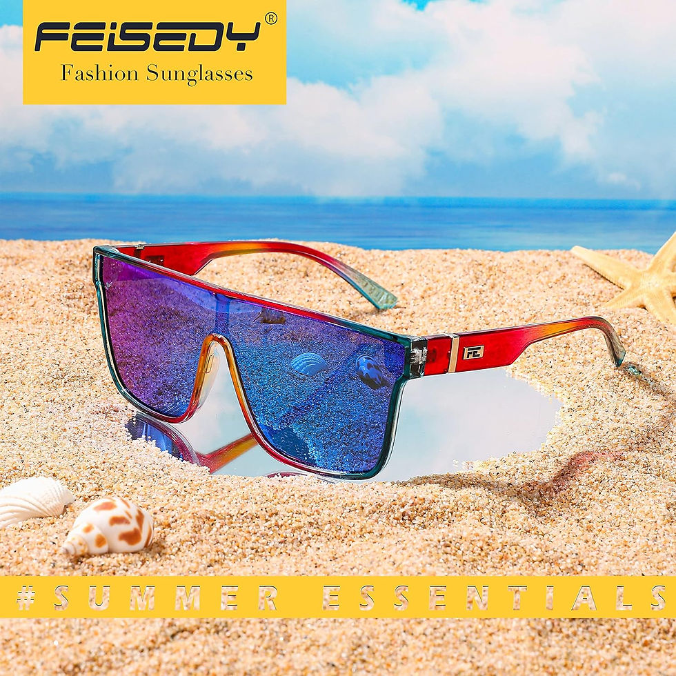 Thumbnail: FEISEDY Sunglasses for Women Men, Fashion Mirrored Single Lens, Driving Beach S