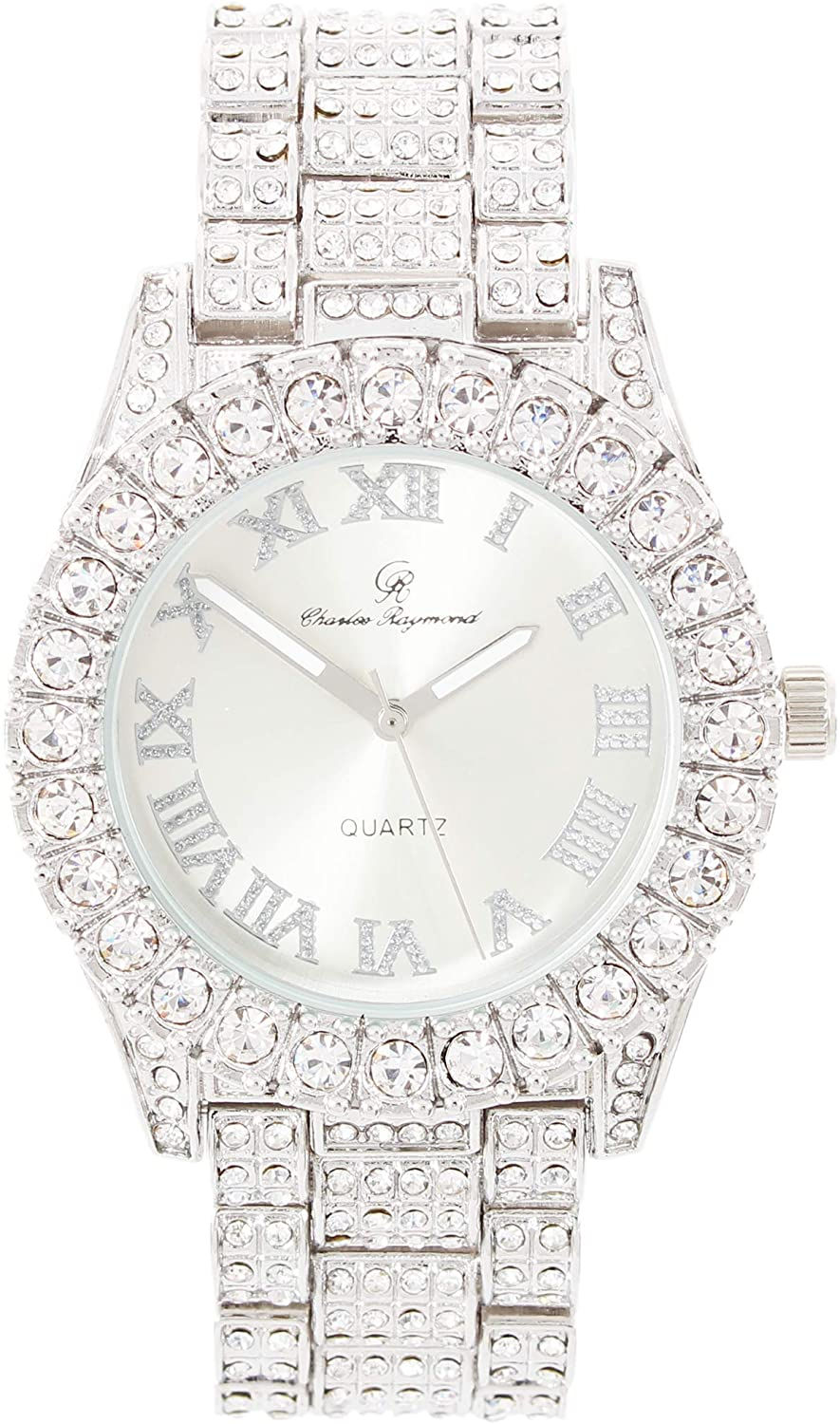 Thumbnail: Mens Big Rocks with Roman Numerals Fully Iced Out Colorful Dial Watch - ST10327