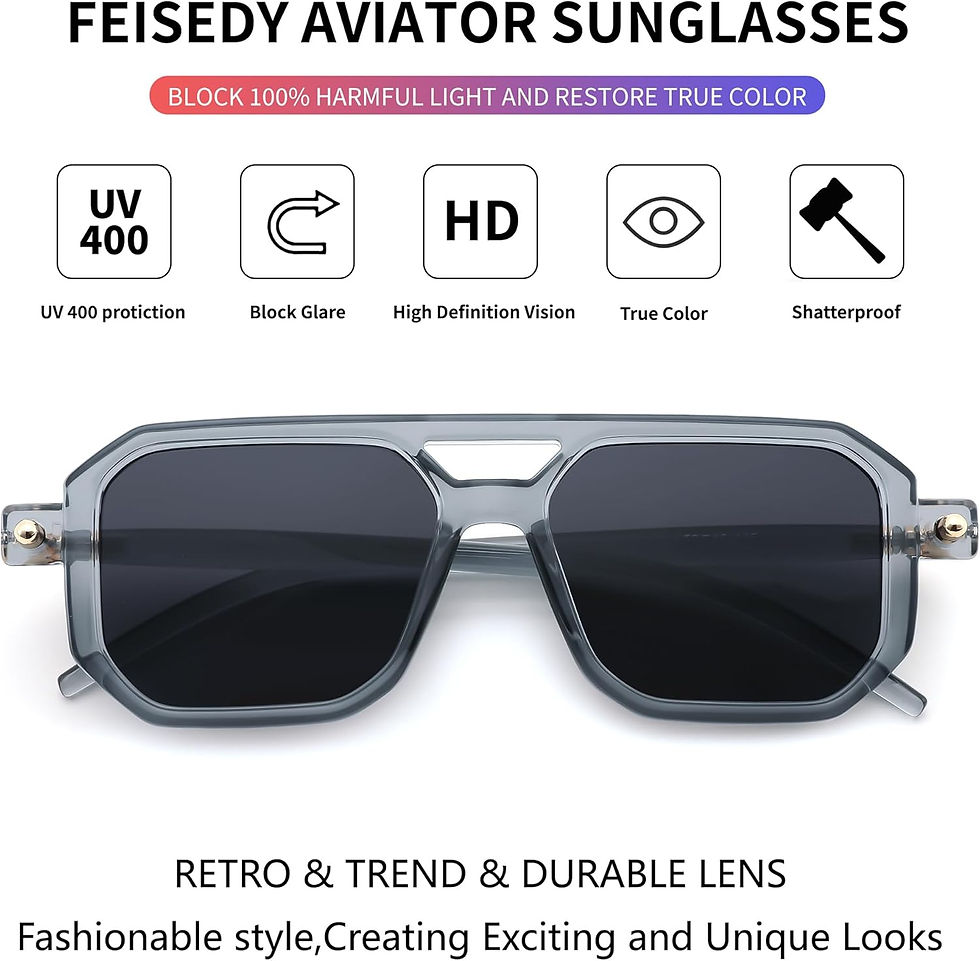 Thumbnail: FEISEDY Vintage Square 70s Flat Aviator Sunglasses Women Men Classic Retro Styl