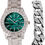 Thumbnail: Mens Silver Big Rocks with Roman Numerals Fully Iced Out Colorful Dial Watch w/