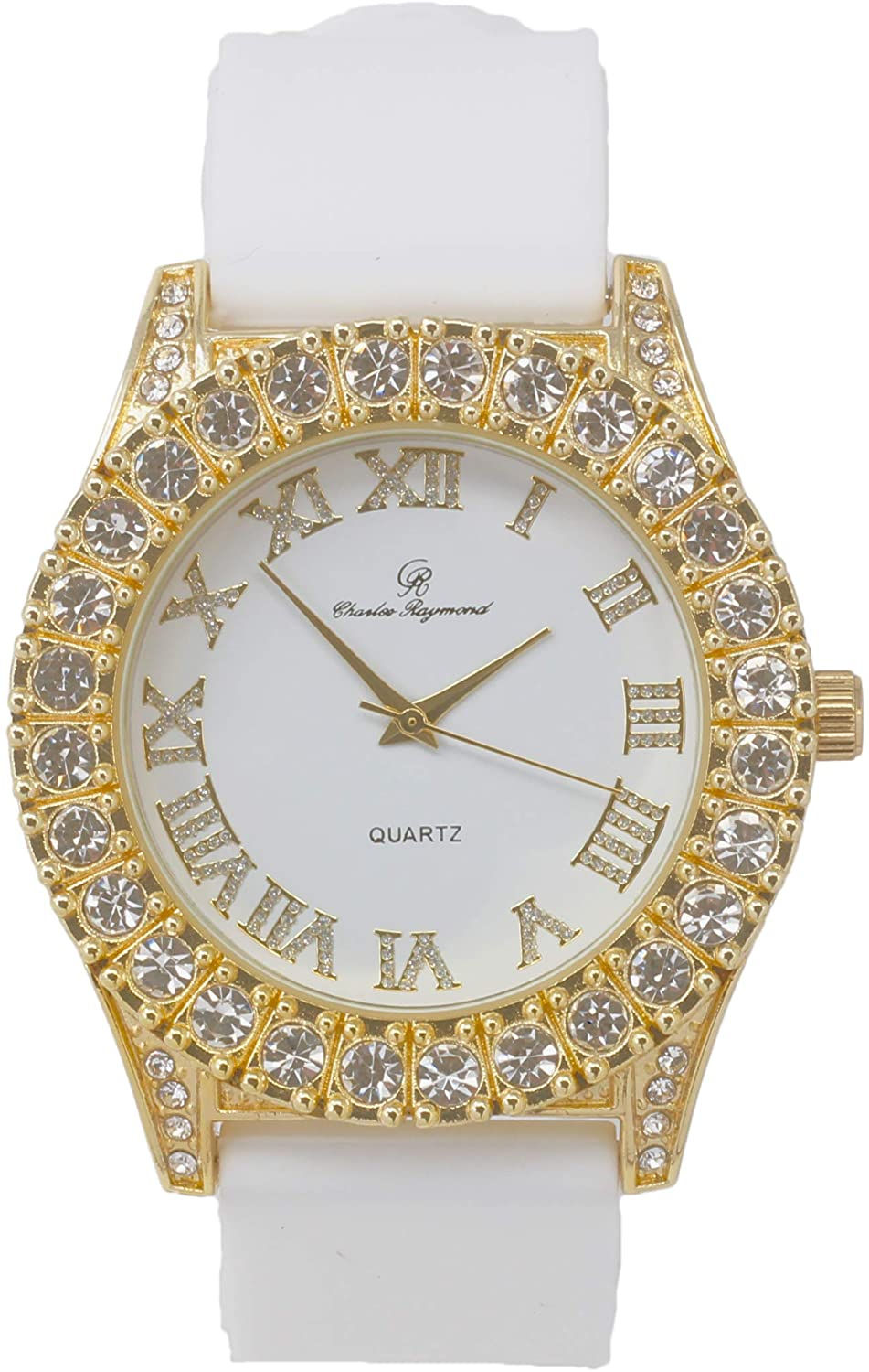 Thumbnail: Mens Big Rocks with Roman Numerals Fully Iced Out Colorful Dial Watch - ST10327