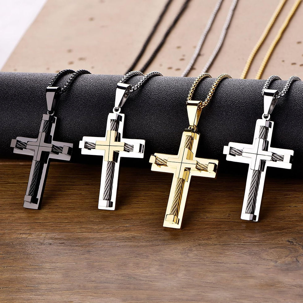 YL Men's Cross Necklace 316L Stainless Steel Large Jesus Christ Pendant Jewelry