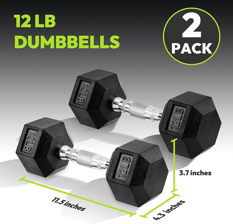 Thumbnail: Hex Dumbbell Set, 3-100 lb Rubber Encased Exercise & Fitness Dumbbells, Weights