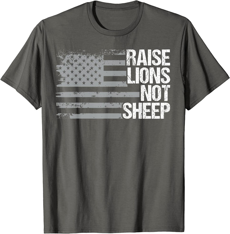 Thumbnail: Raise Lions Not Sheep - American Patriot - Patriotic Lion T-Shirt