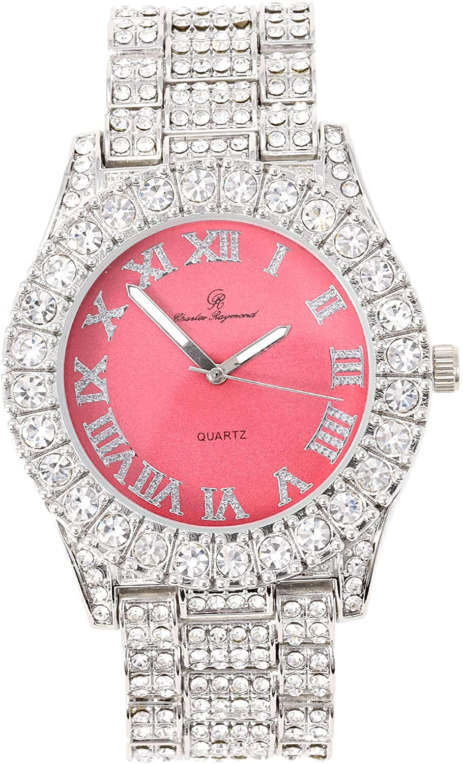 Thumbnail: Mens Big Rocks with Roman Numerals Fully Iced Out Colorful Dial Watch - ST10327