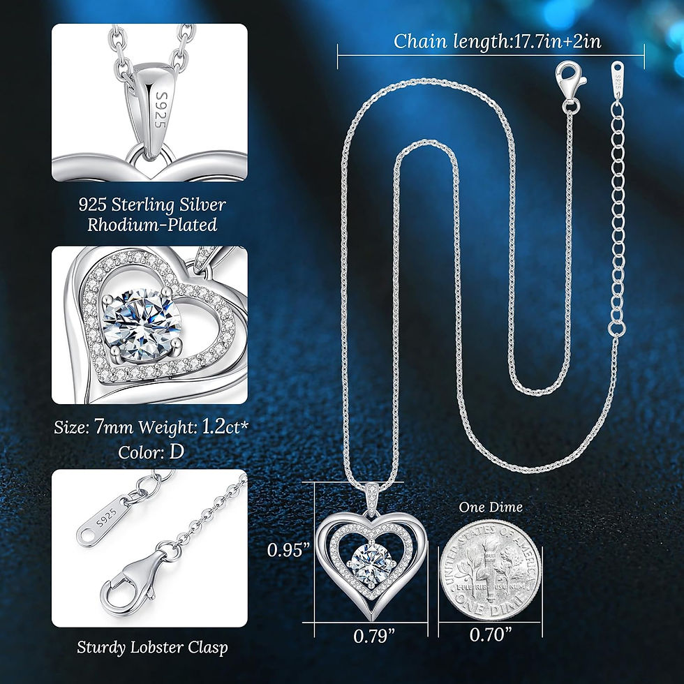 Thumbnail: ANDSO Moissanite Necklace for Women, S925 Sterling Silver Plated with 18K Gold/
