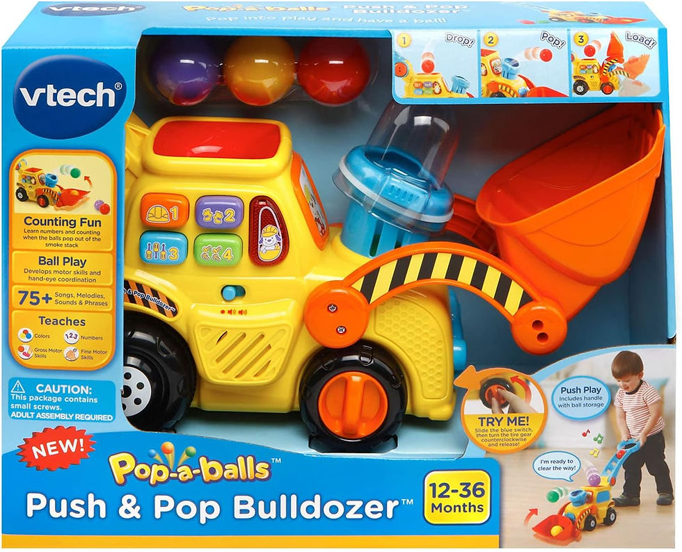 Thumbnail: VTech Pop-a-Balls Push & Pop Bulldozer,Yellow