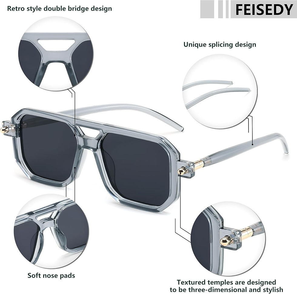 Thumbnail: FEISEDY Vintage Square 70s Flat Aviator Sunglasses Women Men Classic Retro Styl