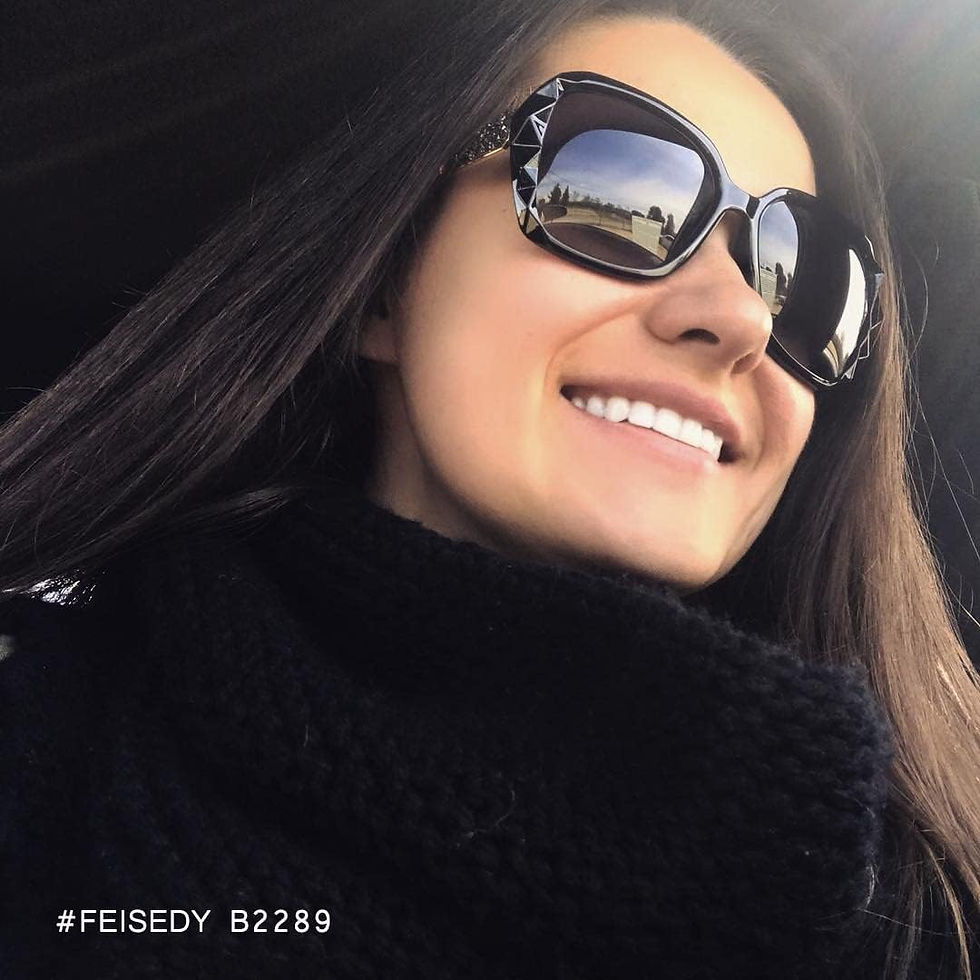 Thumbnail: FEISEDY Polarized Women Square Sunglasses Sparkling Composite Shiny Frame B2289