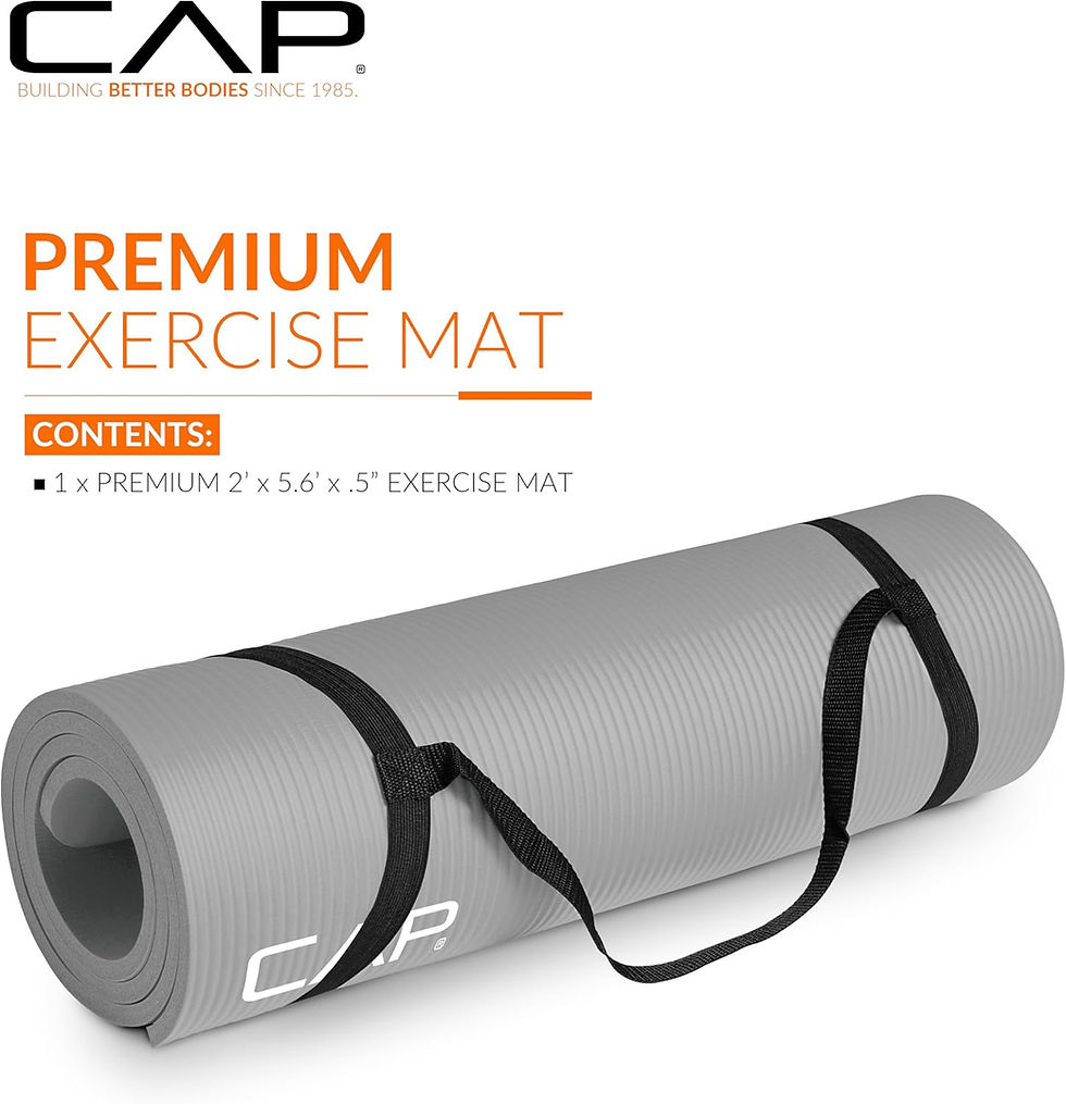 Thumbnail: CAP Barbell 1/2-Inch High Density Exercise Yoga Mat with Strap | Multiple Optio
