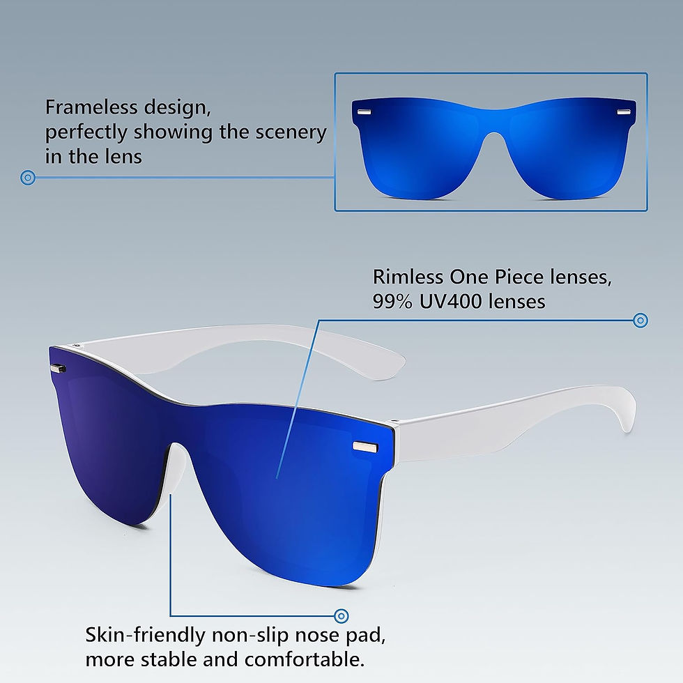 Thumbnail: FEISEDY Sunglasses, Rimless Mirrored Sun Glasses with Reflective One-Piece Lens