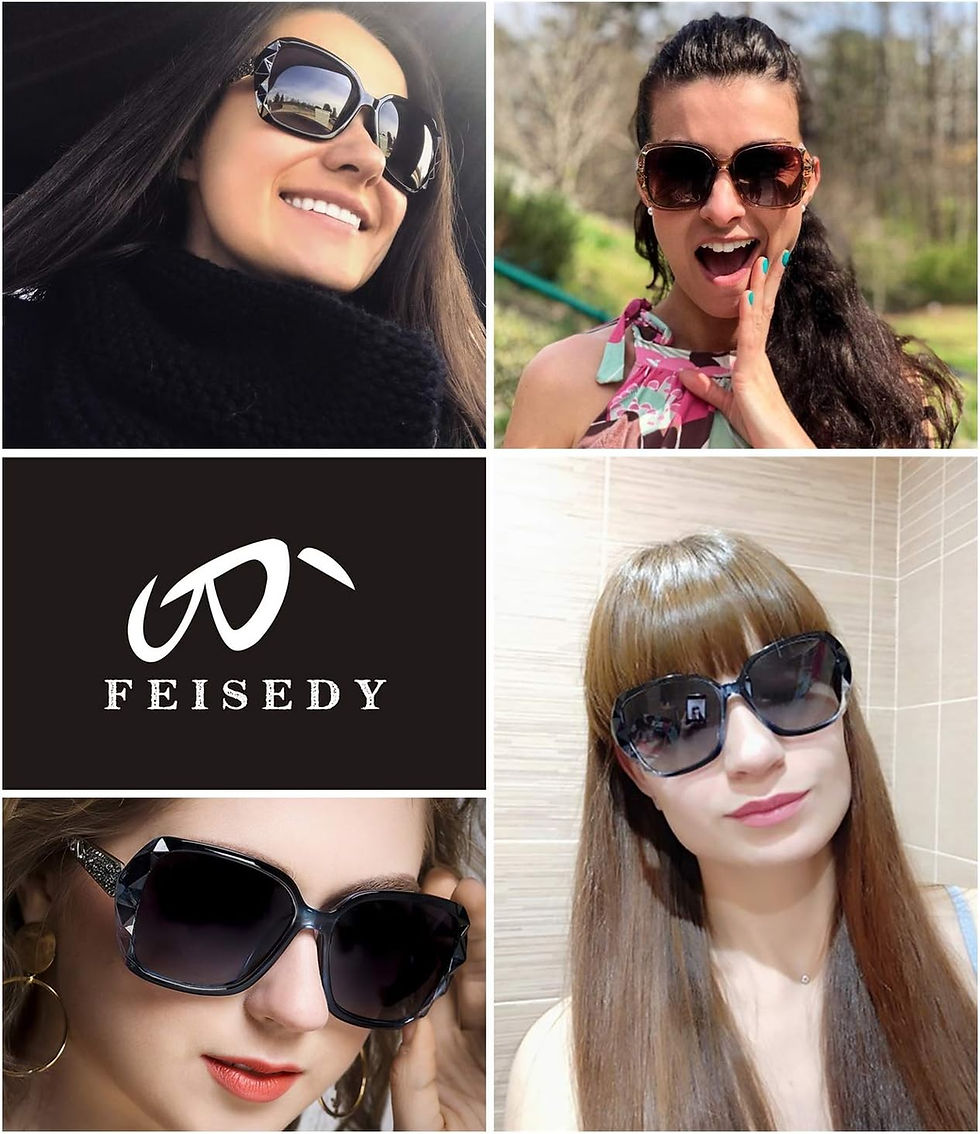 Thumbnail: FEISEDY Polarized Women Square Sunglasses Sparkling Composite Shiny Frame B2289