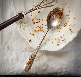 Plate with Cake Crumbs