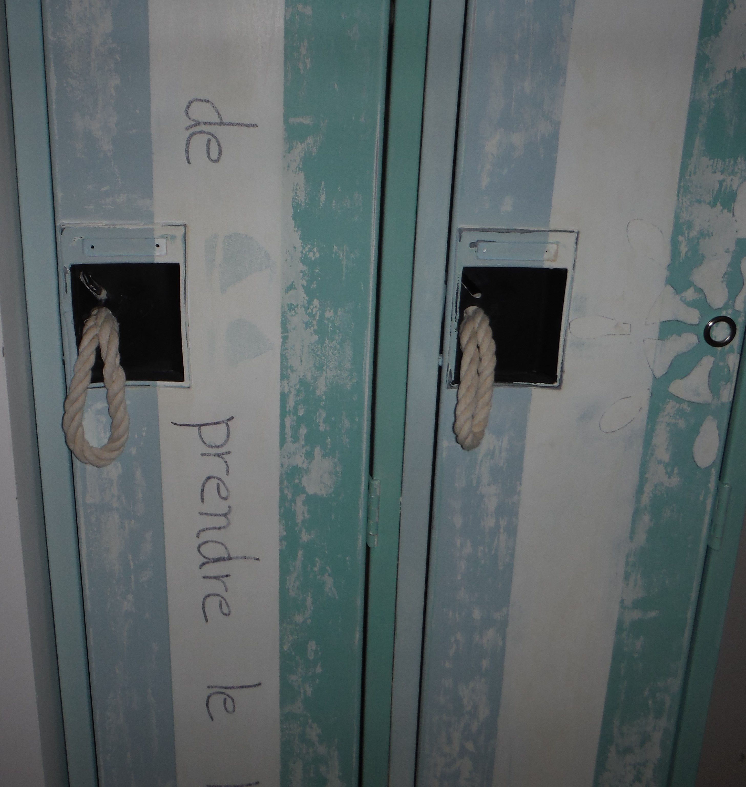 Casier d'école en métal 2 portes relooké Décor de plage.