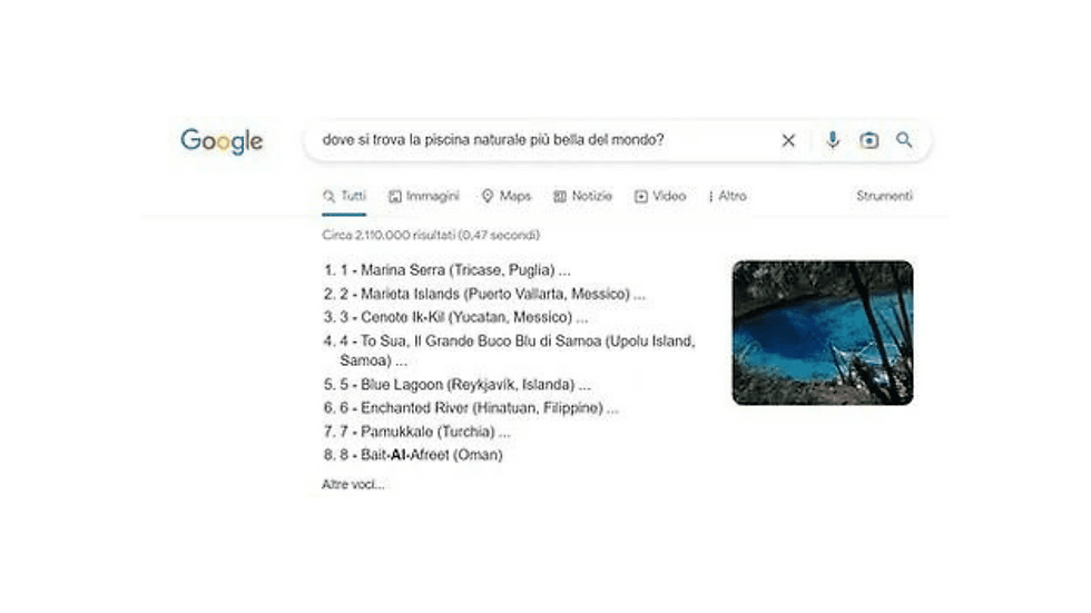 ricerca google piscina natuale più bella del mondo