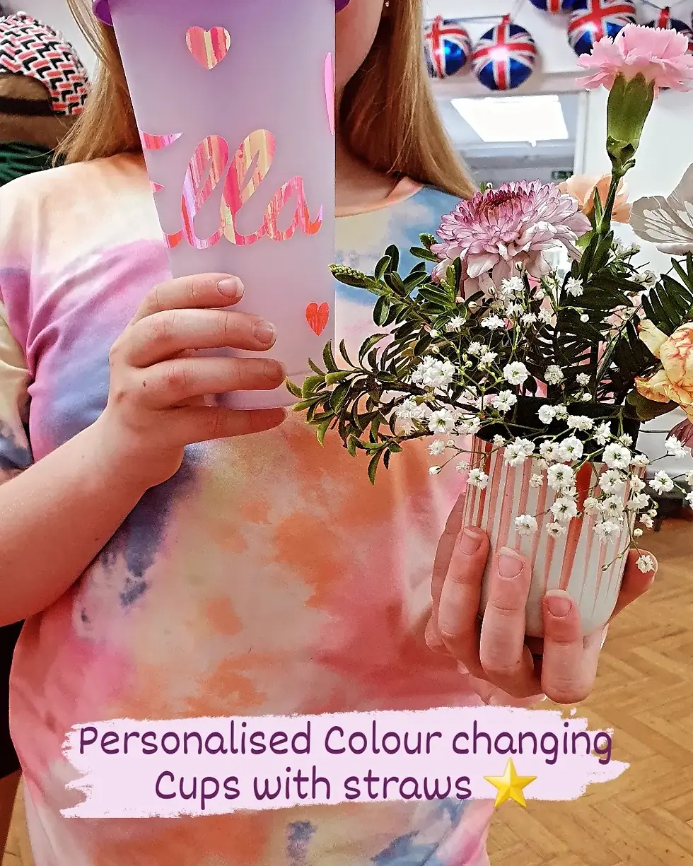 Thumbnail: LARGE Personalised Colour changing Cups with straws 