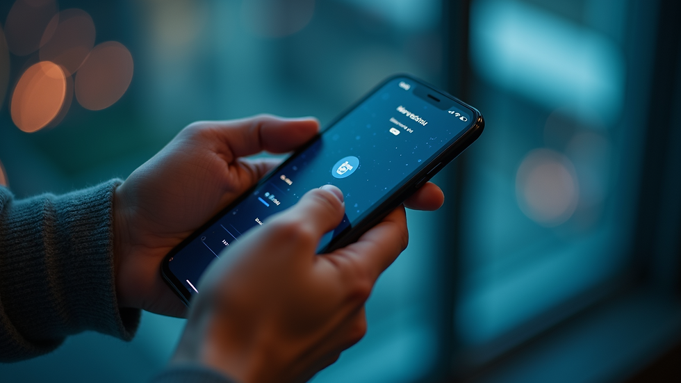 High angle view of a person holding a smartphone with a VPN app active
