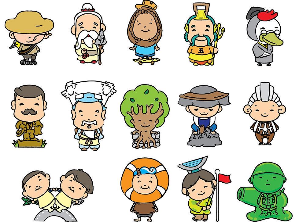 Cartoon characters design for Central Di