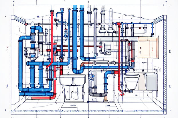 Firefly_-Architectural cutaway sketch of a building interior showing plumbing systems. Han
