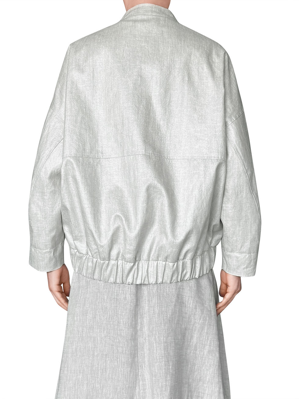 Прев'ю: Бомбер бежево- сірий з льону