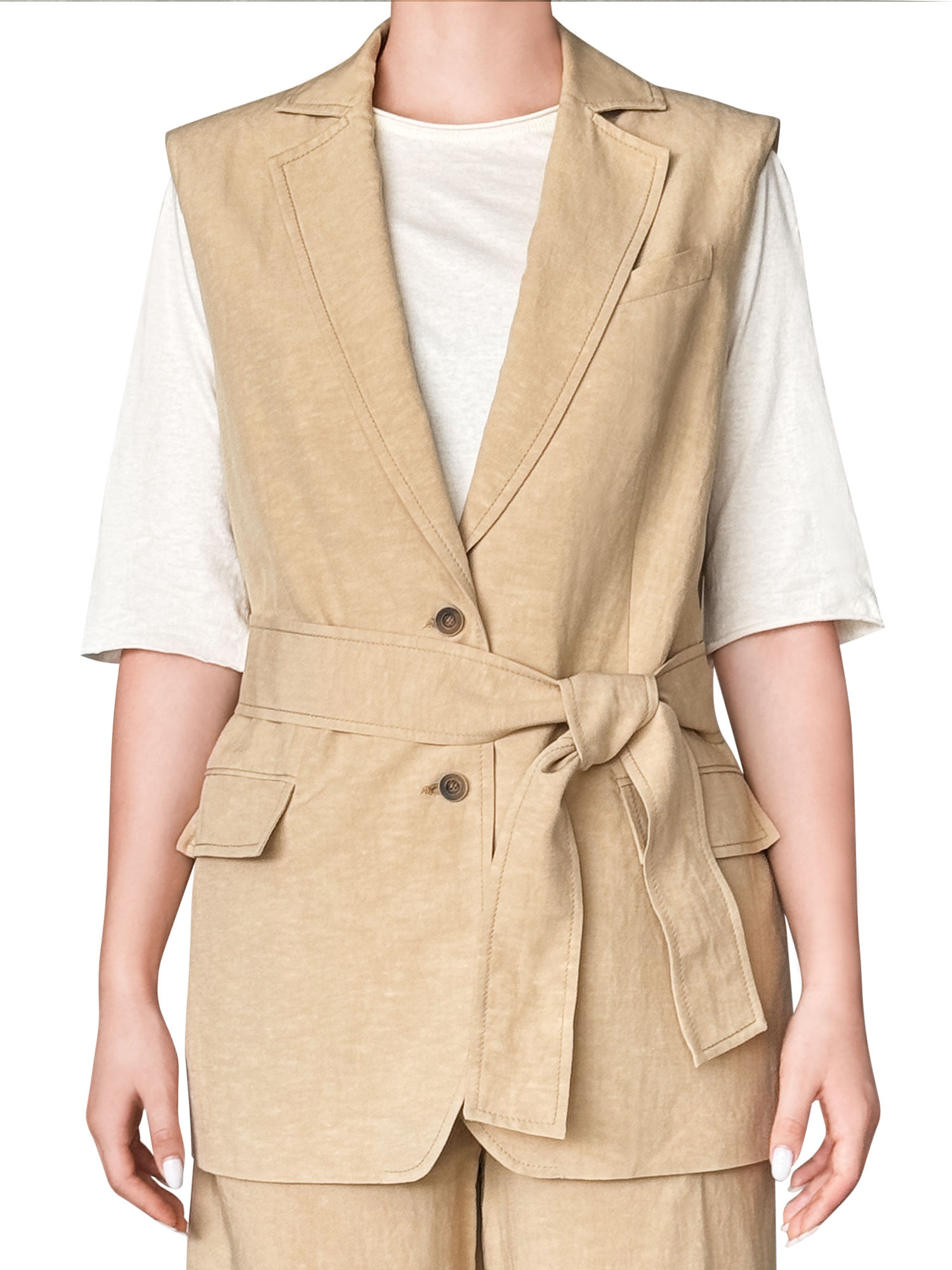 Жилет бежевий 38% льон