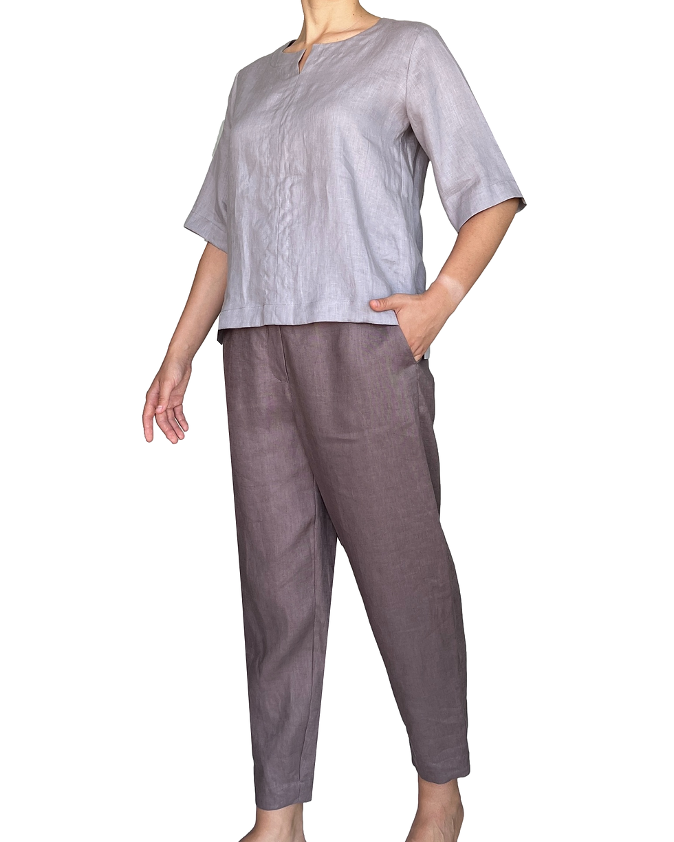 Прев'ю: Блузка лаванда з льону