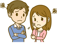 悩んでいる若い夫婦