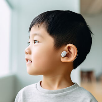 補聴器をつけた少年