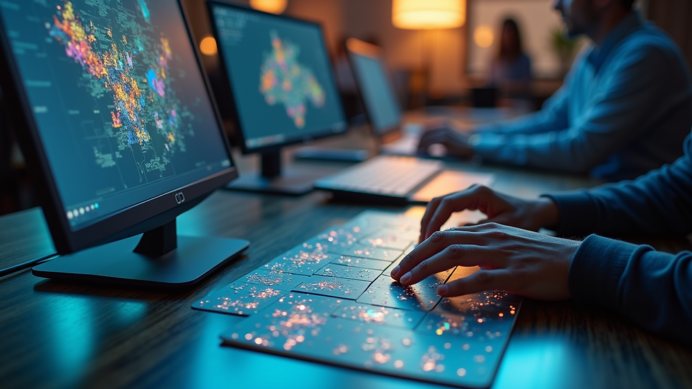 High angle view of a virtual team participating in an online puzzle game