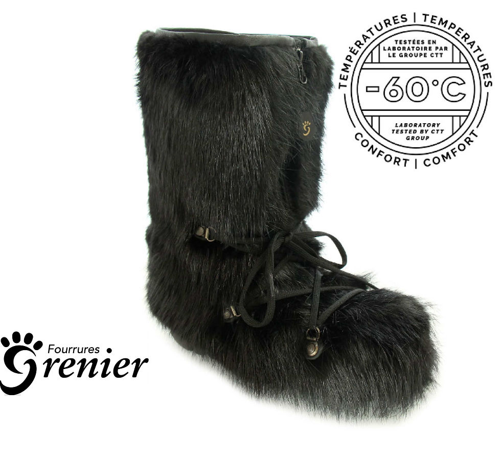 Thumbnail: Black beaver boot & men's slipper set in sheepskin and black leather
