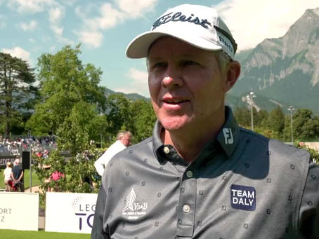 An emotional James Kingston after winning the Swiss Senior Open