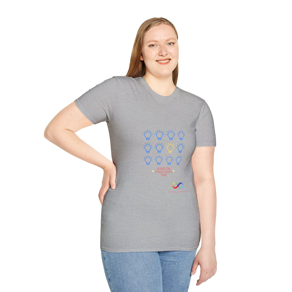 Thumbnail: "Shine On Your Own Time"  Autism Awareness Charity Neon Lightbulb T-Shirt