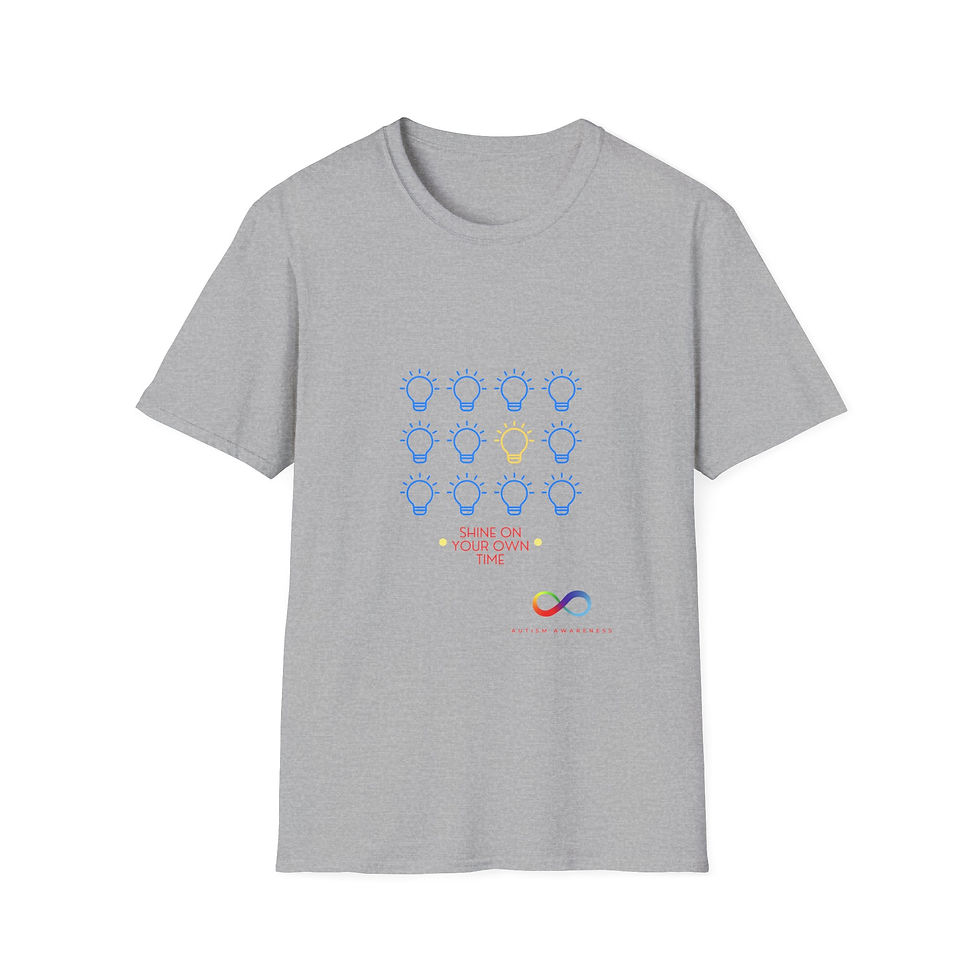 Thumbnail: "Shine On Your Own Time"  Autism Awareness Charity Neon Lightbulb T-Shirt