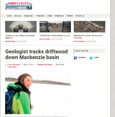 Geologist tracks driftwood down the Mackenzie basin