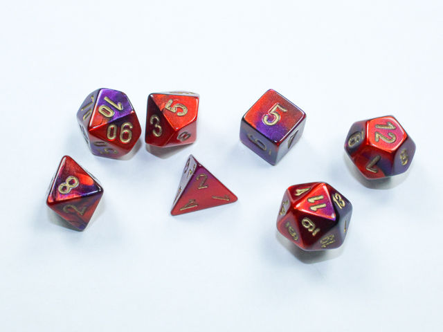 Mini Dice (7): Gemini - Purple-Red/Gold 10mm