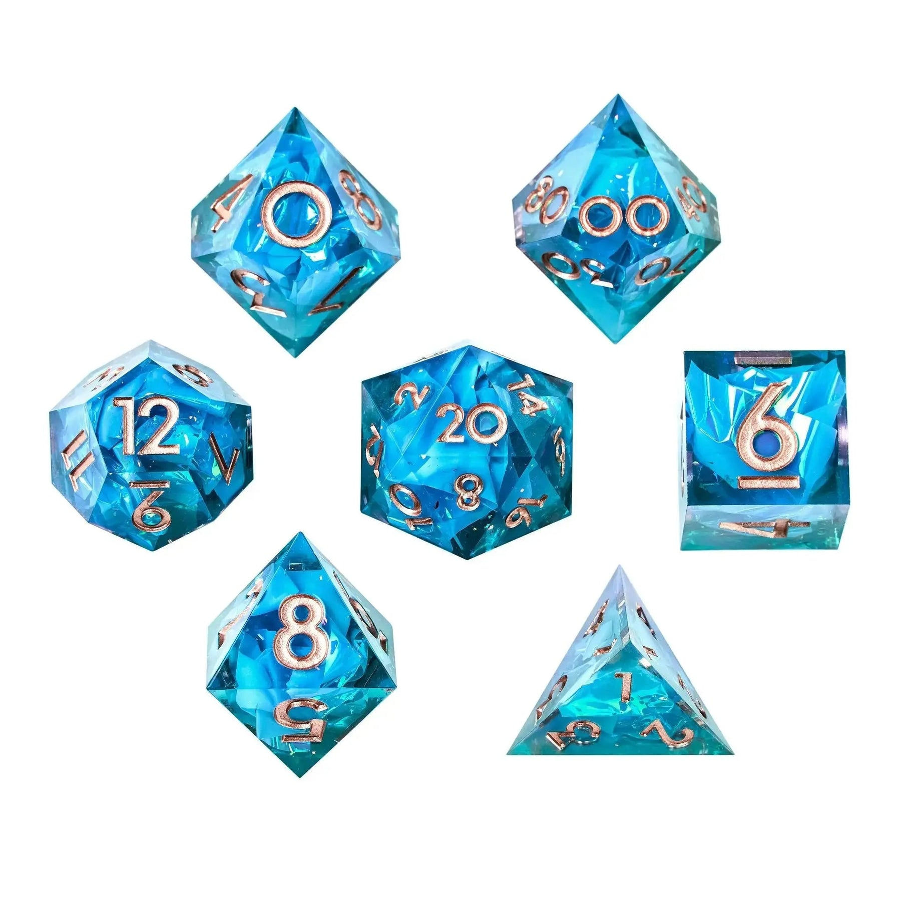 Dispel Dice: "Faewater" 7 Piece Handmade Dice Set