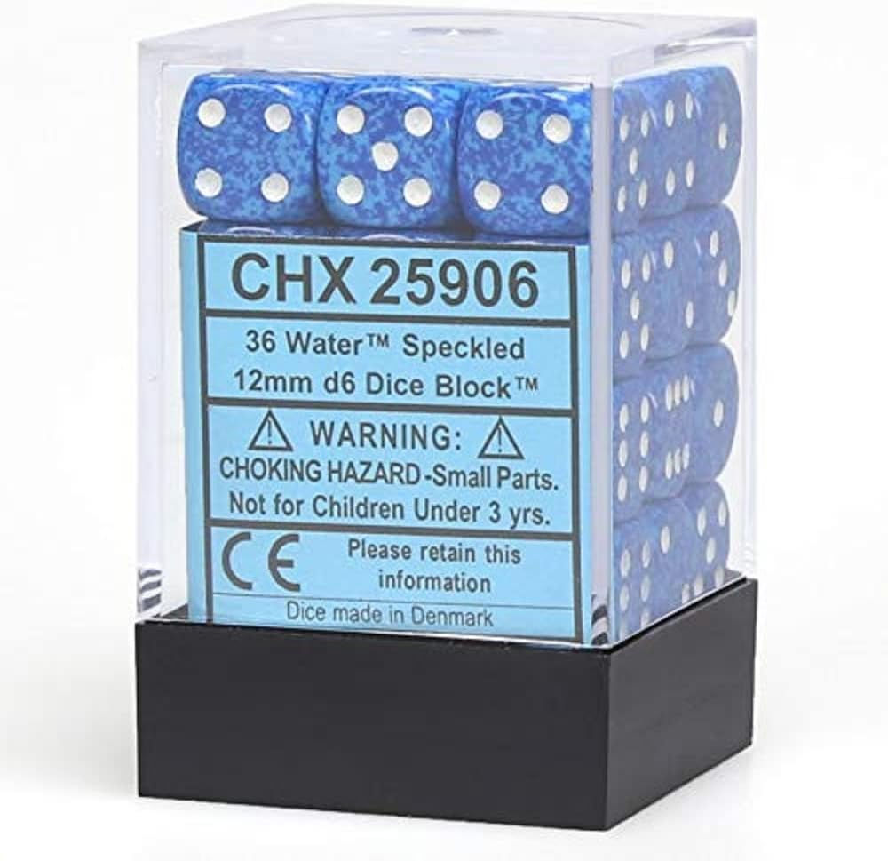 D6 Block (36): Speckled - Water 12mm