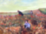 Impressionist Study , picking  flowers in a poppy field ,  40" x 30"