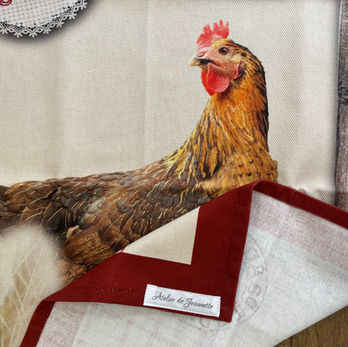 Essuie-mains de cuisine tissu à motif poule Atelier de Jeannette